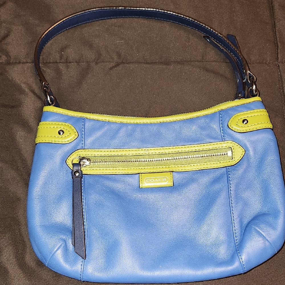 Coach Blue and Lime Shoulder Bag